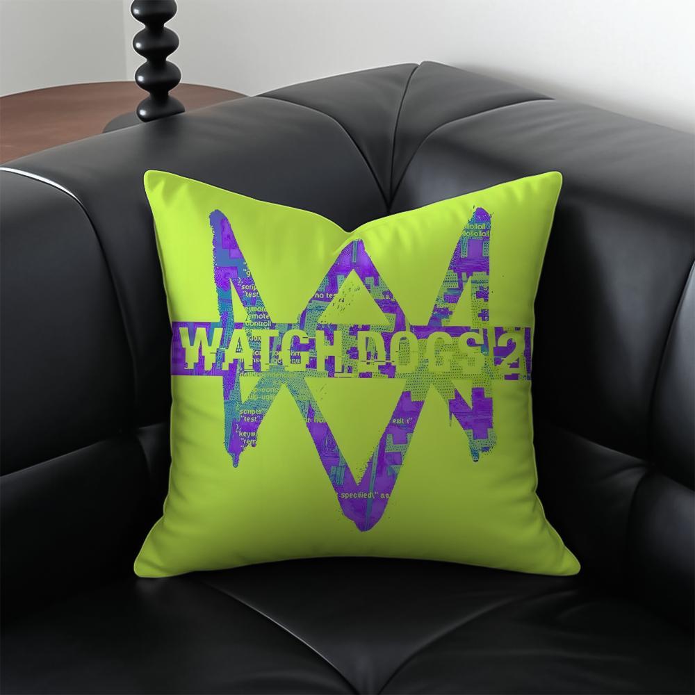 WWatch DDogs 2 Cushion Cover Pillow Case Antidustmite Invisible Zipper Silky Plush Cushion