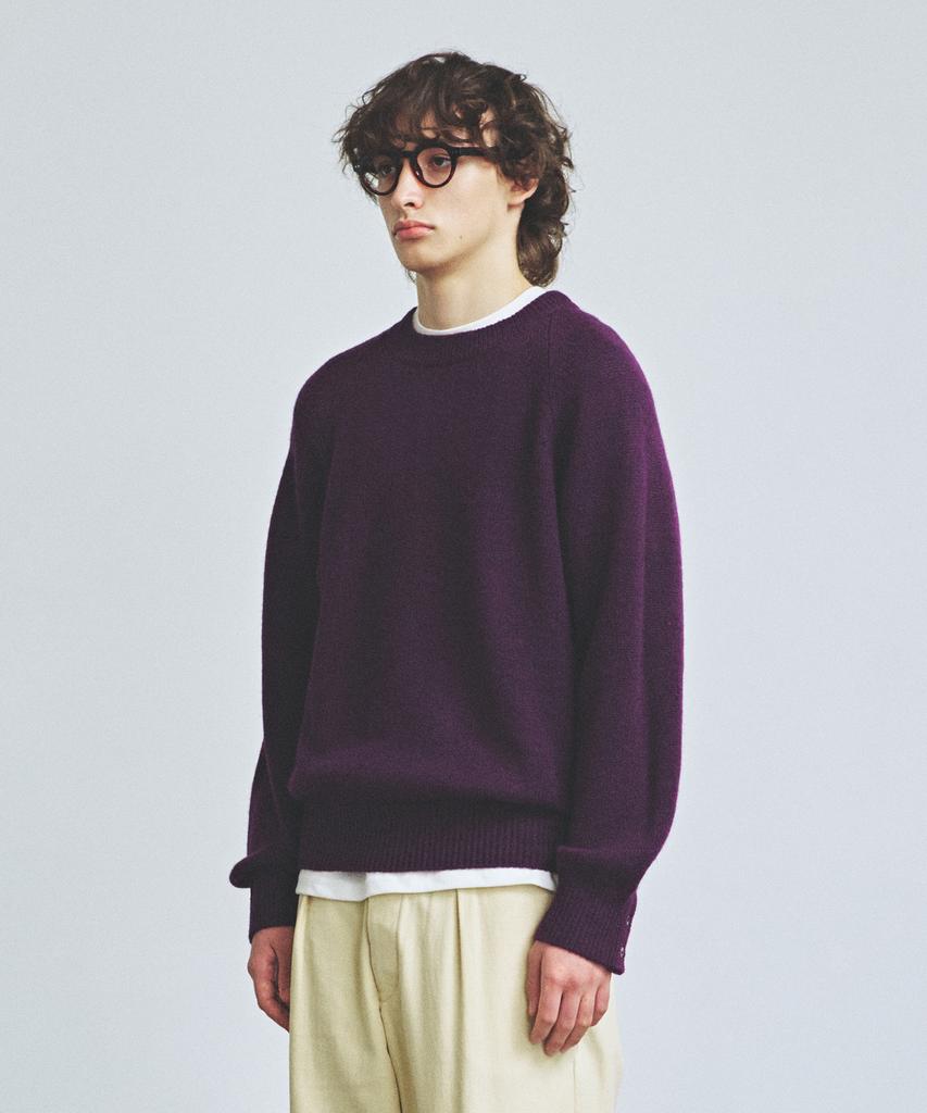 KNITTED Shaggy Dog 100% Wool Round Knit Purple