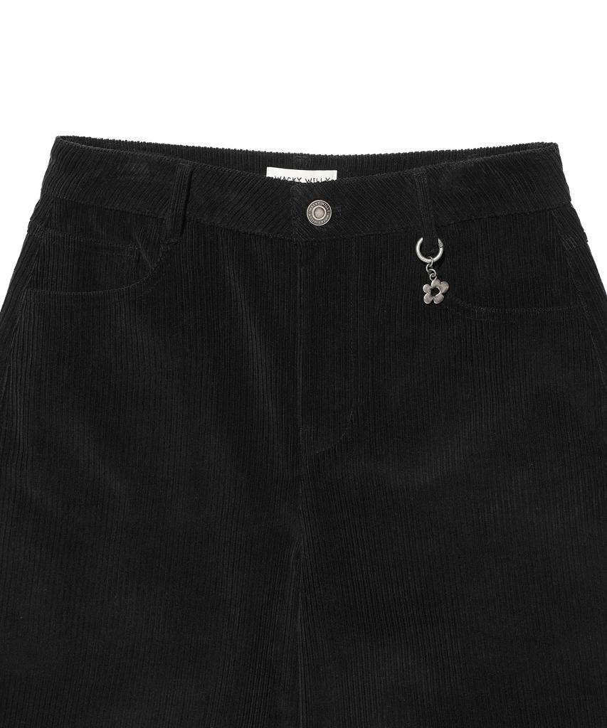 WACKY WILLY Women'S Corduroy Semi-Wide Pants Black