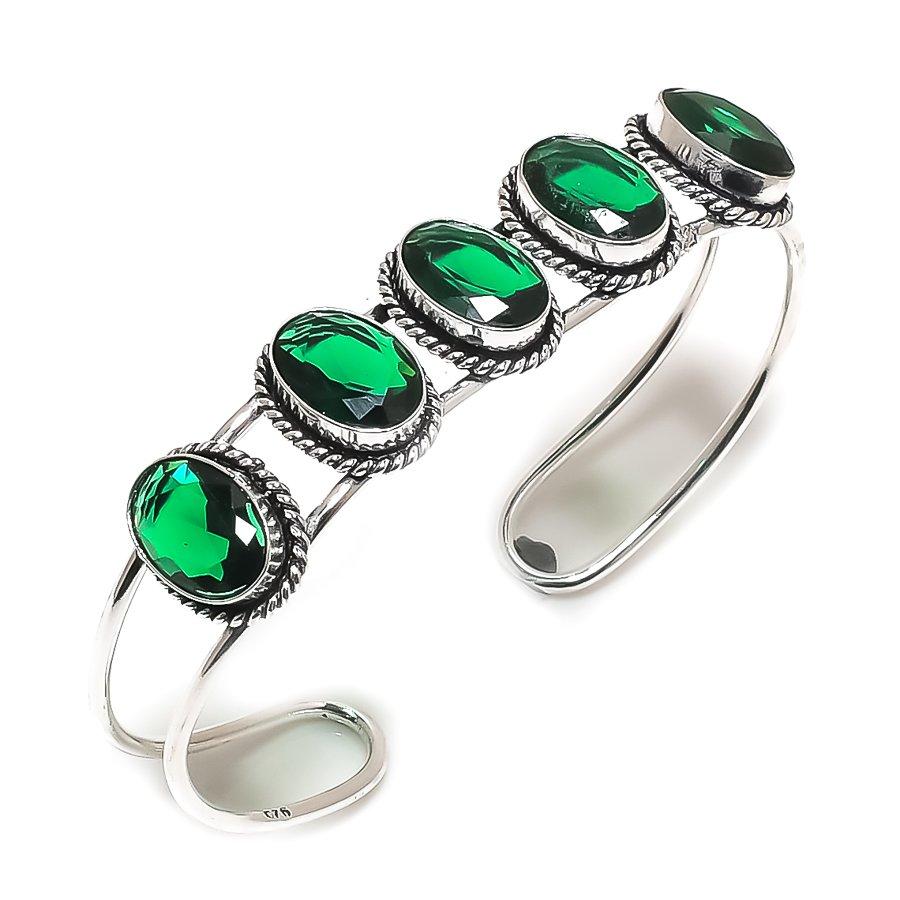 

Chrome Diopside Gemstone Handmade 925 Sterling Silver Cuff Bangle Adj. n5j66