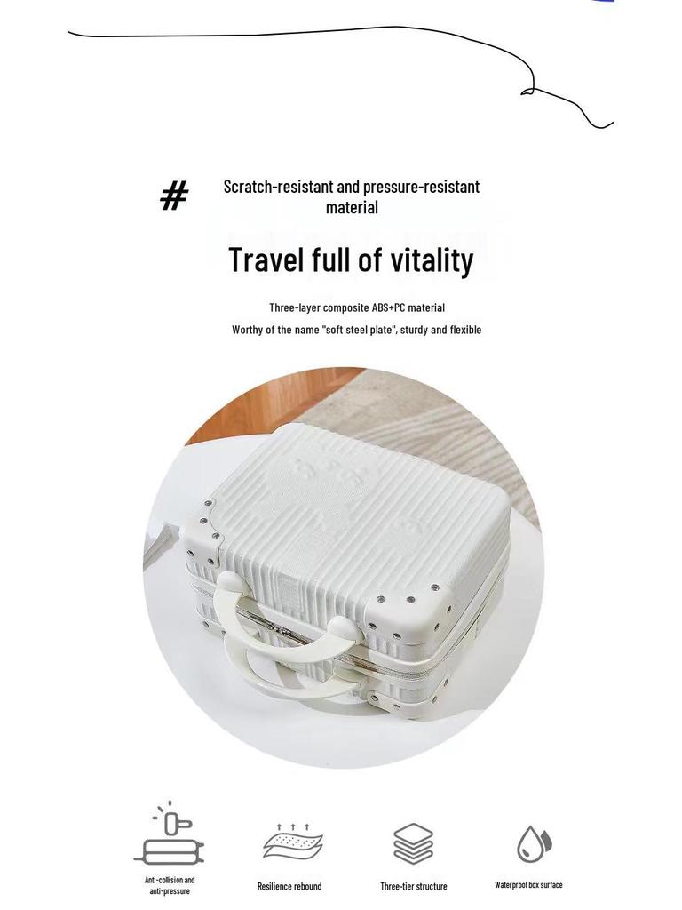 14" Retro Makeup Case - Mini Suitcase Handbag Storage Bag for Travel