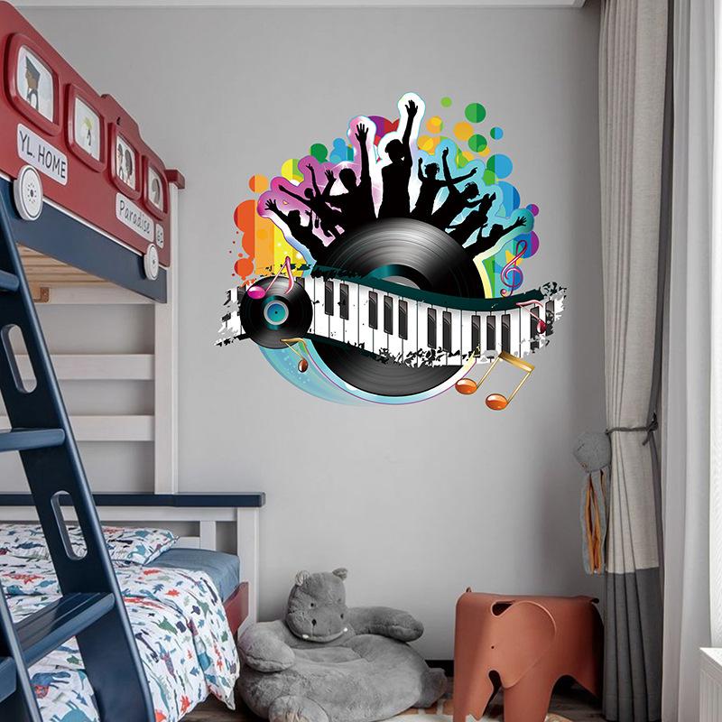 Music Wall Stickers Vinyl Decals for Living Room Bedroom Concert Hall Creative Album Art Peel and Stick Wall Decoration