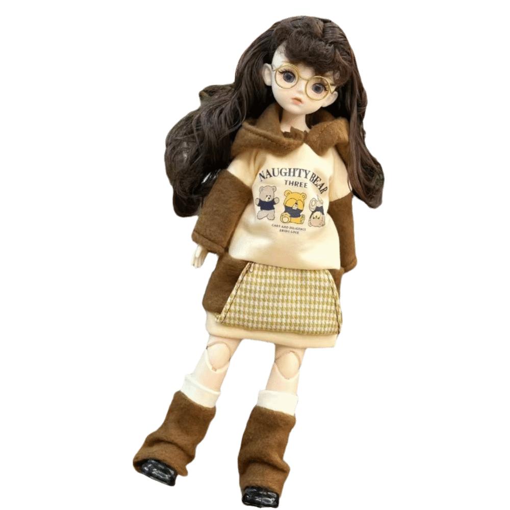1 Set Long Hair 30cm Bjd Doll with Clothes Attractive Eyes Princess Makeup Ball Joint Doll Toddler