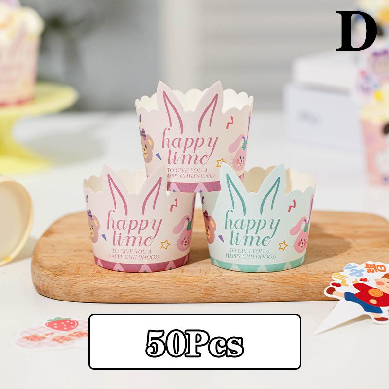 Cartoon Muffin Cupcake Paper Cups 50/60/75Pcs Set for Wedding Party Assiettes Baking Liners Cake Pastry Wrapper - Cupcake Tray