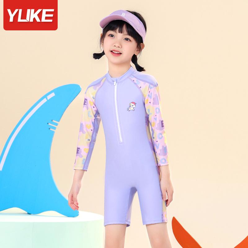 Girls' Cartoon Sunscreen Quick-Dry Swimsuit – Short & Long-Sleeved Options