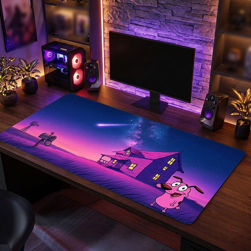 Big Mouse PadCourage the Cowardly Dog Extended Soft Desk Mat Gaming Office Computer Table Decor Mat