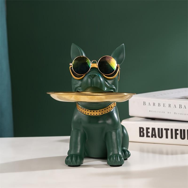 Sculptură de câine Bulldog francez, statuie, cu tavă și suport pentru chei, depozitare, cadou, ornamente pentru casă, decor, figurină animală, Rood Decor