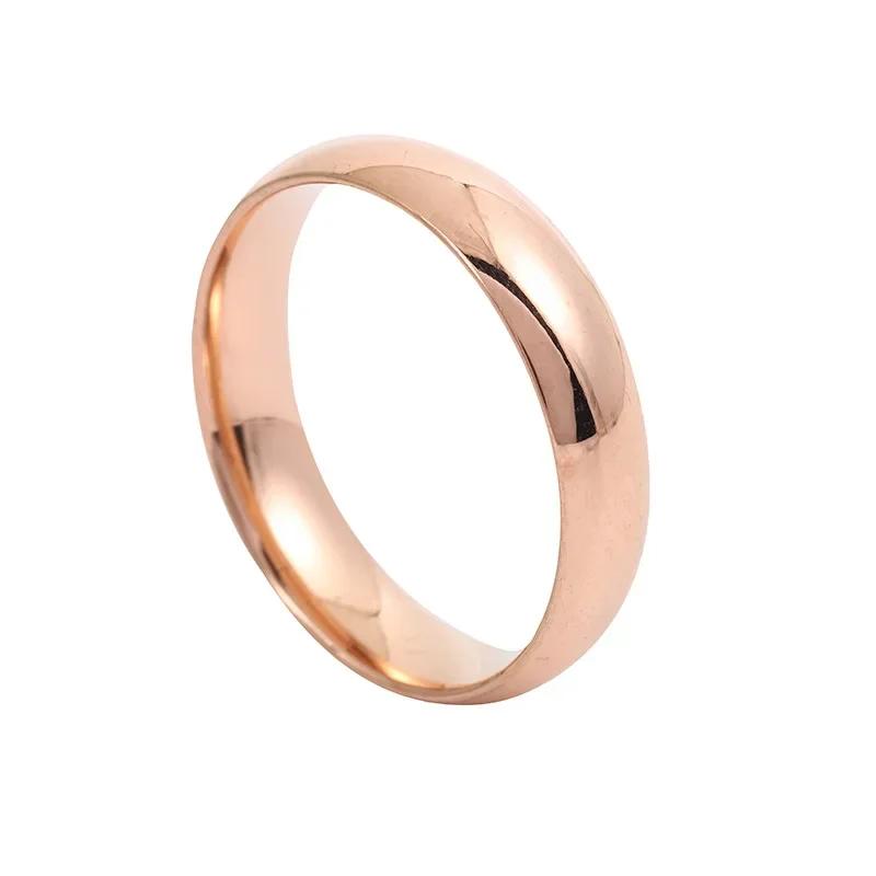 Fashion Simple Smooth Classic 4mm Stainless Steel Ring for Women and Men Classic Couple Rings Wedding Engagement Jewelry