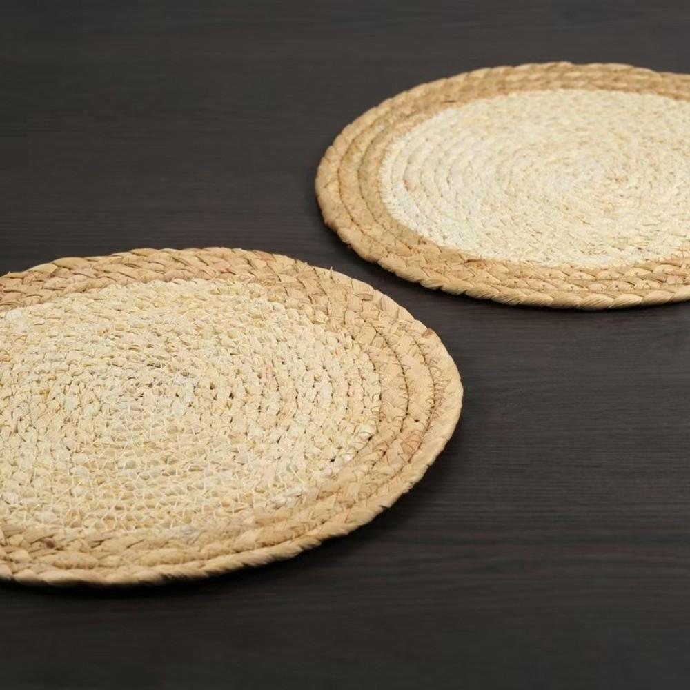 18-38cm Braided Placemat Hand Woven Hot Pad Plate Charger Round Coaster Cup Mat  Dining Table