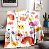 Cozy Cartoon Food-Themed Flannel Throw Blanket - Soft, Warm & Reversible for All Seasons - Perfect for Bed, Sofa, Camping | Mach