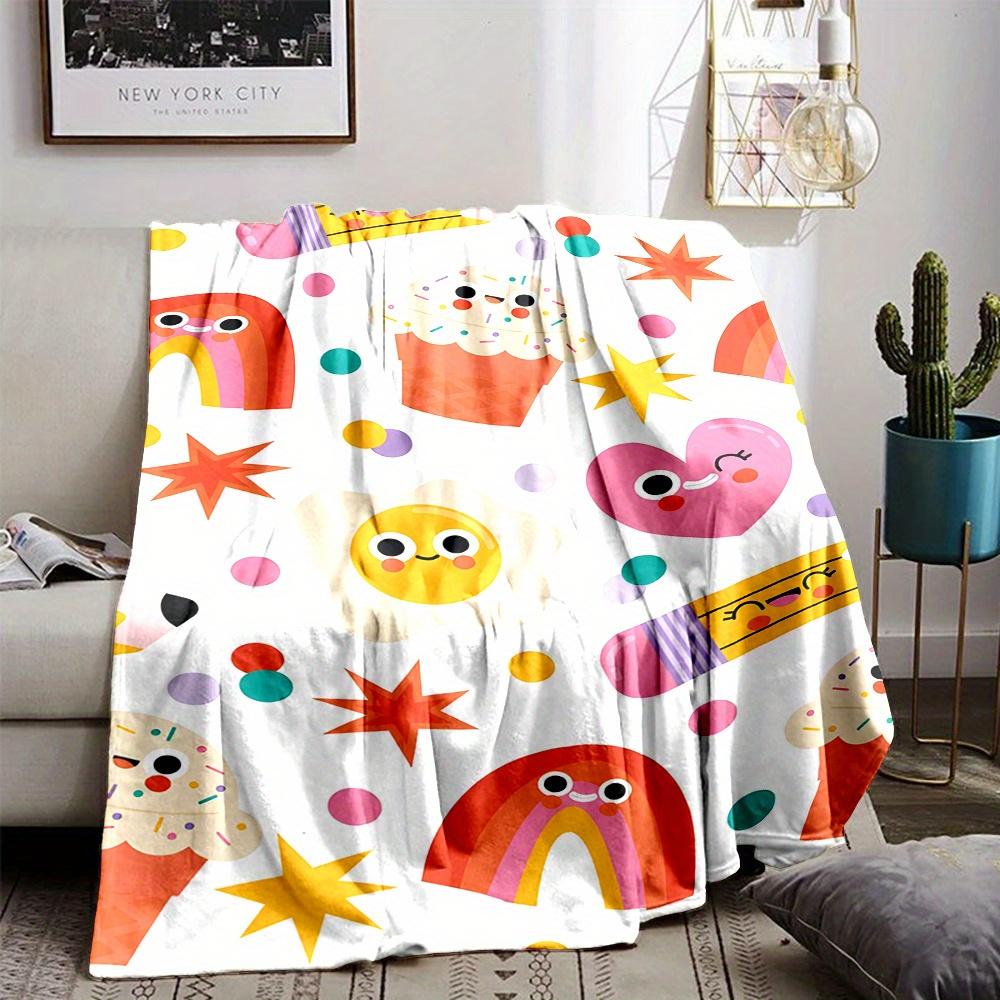 

Cozy Cartoon Food-Themed Flannel Throw Blanket - Soft, Warm & Reversible for All Seasons - Perfect for Bed, Sofa, Camping | Mach 75x90cm