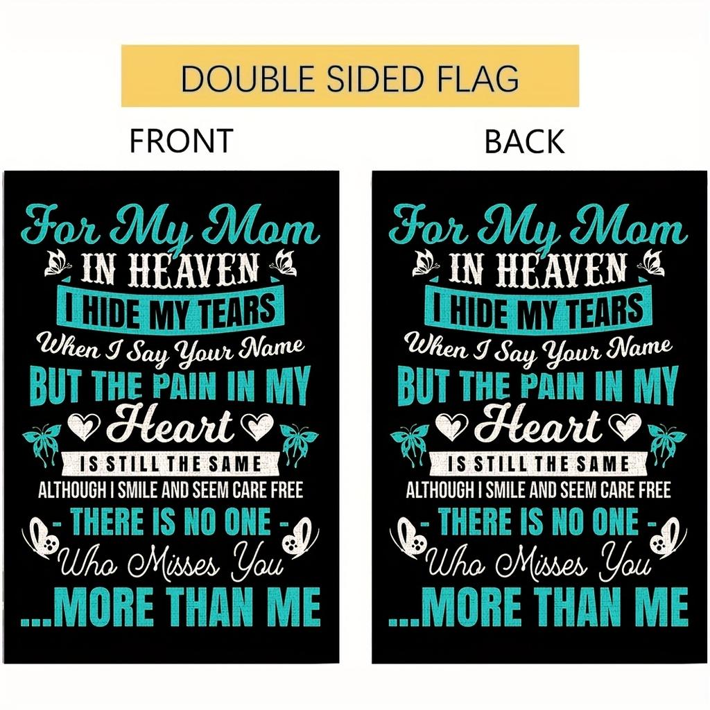 1pc Memorial Garden Flag for Mom In Heaven - Linen, 30.48x45.72 Cm, Grave Outdoor Decor