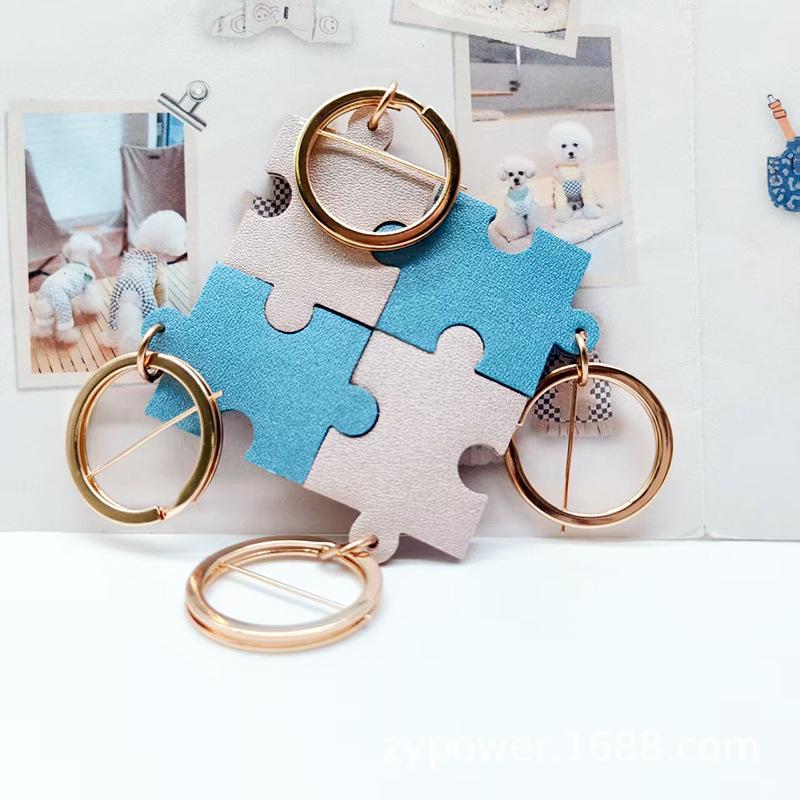 Романтичный Розово-Синий Парный Кожаный Брелок-Пазл Sky Blue