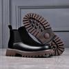 Modische Herren Casual Chelsea Boots Schwarz Trendige Kuhveloursleder Schuhe Herbst Plateau Stiefel Party Nachtclub Kleid Gutaussehende Stiefeletten