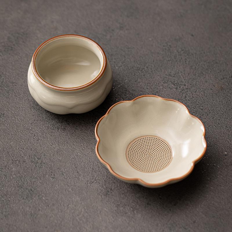 Ru Kiln Beige Tea Residue Filter, Tea Leak, Kung Fu Tea Set Accessories Can Raise High-end Light Luxury Boutiques