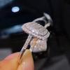 Trendy Princess Cut Diamond Square Ring - Elegant European & American Style for Women