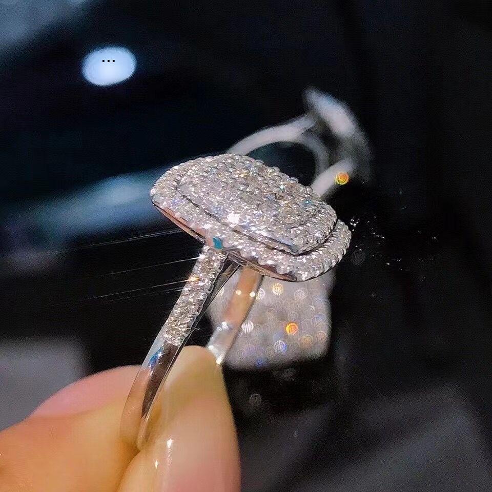 Trendy Princess Cut Diamond Square Ring - Elegant European & American Style for Women
