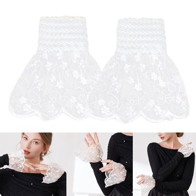 Stickerei Spitze Blume Armstulpen Bequeme Elastische Armbekleidung Handgelenkmanschetten Ärmel für Frauen Lässige und Formelle Anlässe