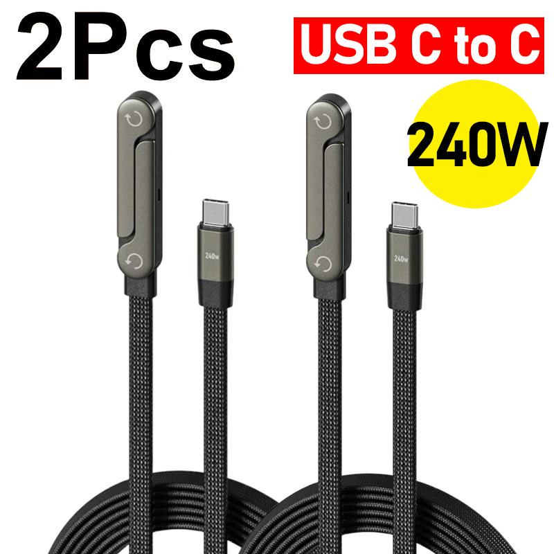 Multifunction USB Type C Cables 65W/240W High-speed Quick Charging Wire with Folding Phone Stands for IPhone 17 16 15 Samsung Xiaomi