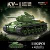 Military World War Russian T-34 KV-1 Heavy Tank Building Blocks WW2 Panther Sherman Tiger Panzer Maus Tanks Bricks Kids Toys