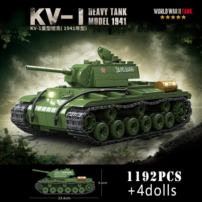 Military World War Russian T-34 KV-1 Heavy Tank Building Blocks WW2 Panther Sherman Tiger Panzer Maus Tanks Bricks Kids Toys