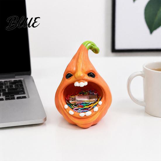 Pumpkin Candy Holder Big Mouth Storage Box Halloween Figurine Resin Jewelry Tray Key Tray Trinket Keys for Home Office Desk Decor