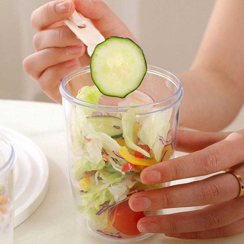 Fruit Storage Box With Drainage, Lid And Fork, Sealed, Leak Proof And Fresh-Keeping, Student Portable Breakfast Cup Picnic Box