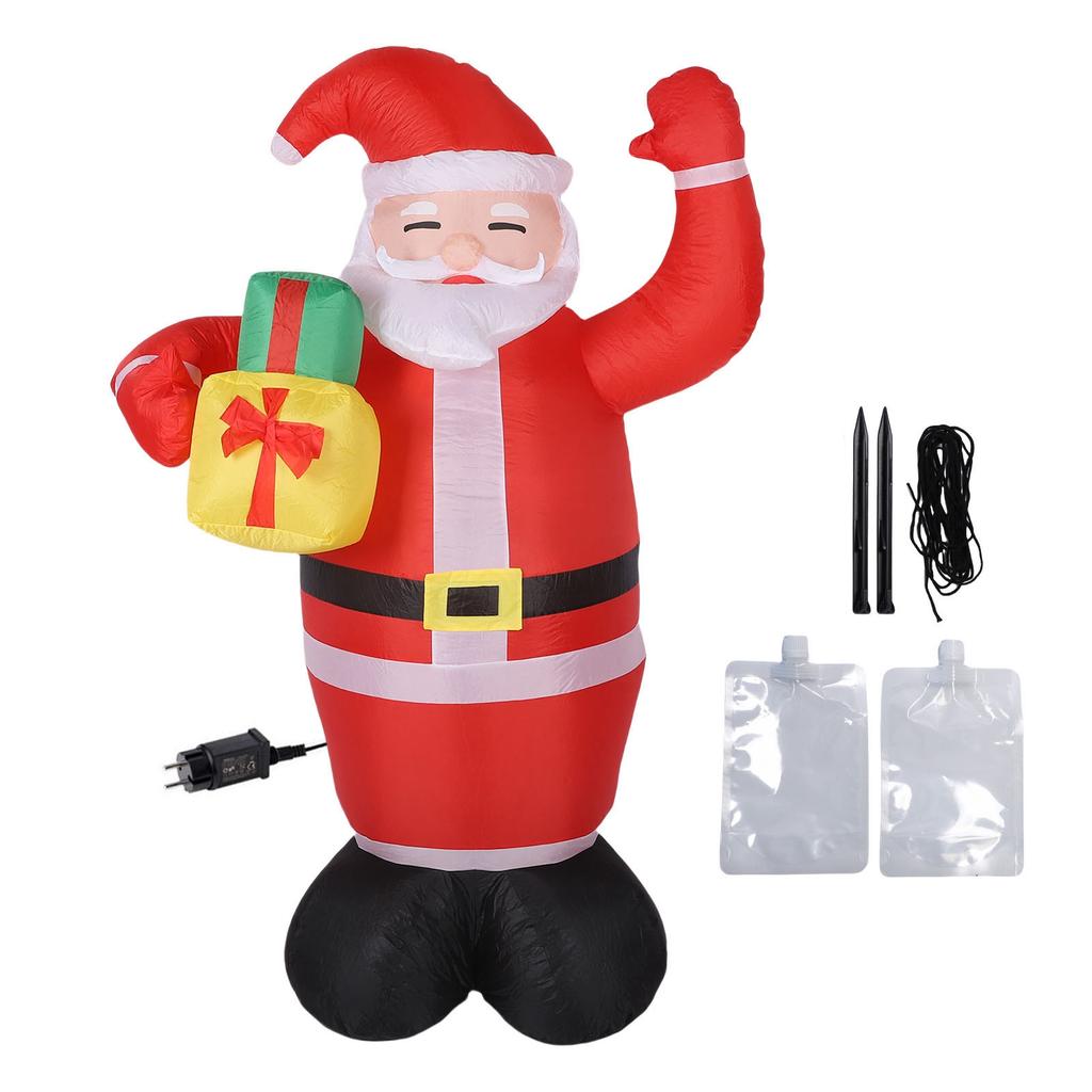 Inflatable Father Xmas Carrying Present IP44 Water Proof Creative Blow Up Father Xmas with LED Lights for Party Yard