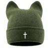 Thickened Cat Ear Beanies Cap Windproof Winter Bomber Hat Cute Knitted Woolen Hat  for Women