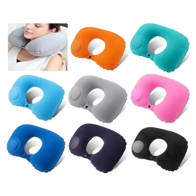 1pc Travel Pillows Airplanes Inflatable Super Light Portable Neck Pillow U-Shape Automatic Inflatable Cervical Vertebr Pillow