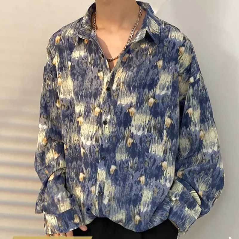 Style Floral Floral All Match Printed Shirt Retro Spring and Autumn New Style Loose Fitting Shirt Long Sleeved Top