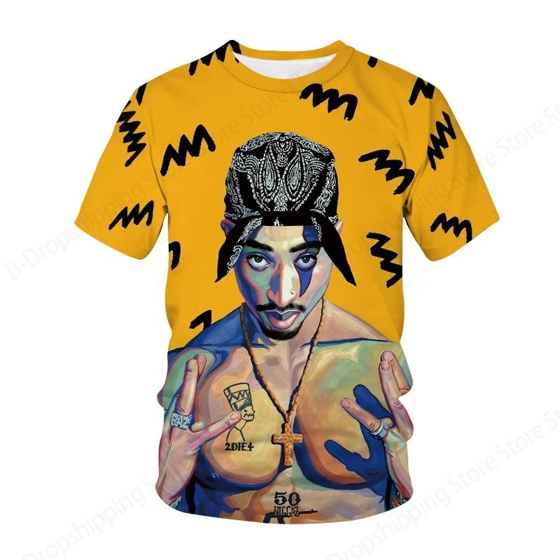 Nuova T-shirt Rapper Tupac da Uomo Donna Stampa 3D 2pac T-shirt Uomo Moda Estate Casual Manica Corta T-shirt Donna Top Magliette Album