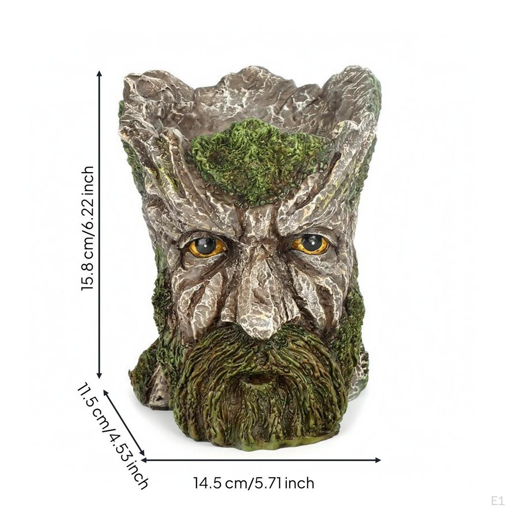 Old Man Tree Face Planter Resin Stump Rustic for Desk
