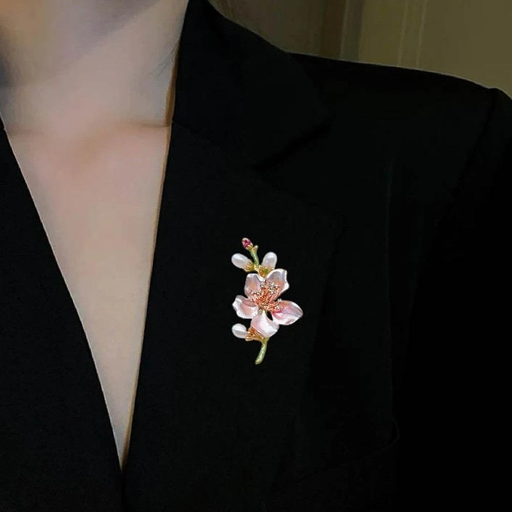 Imitation Pearls Jasmine Flower Brooch Multi-Occasion Wear Collar Lapel Pin Lapel Pin Accessories