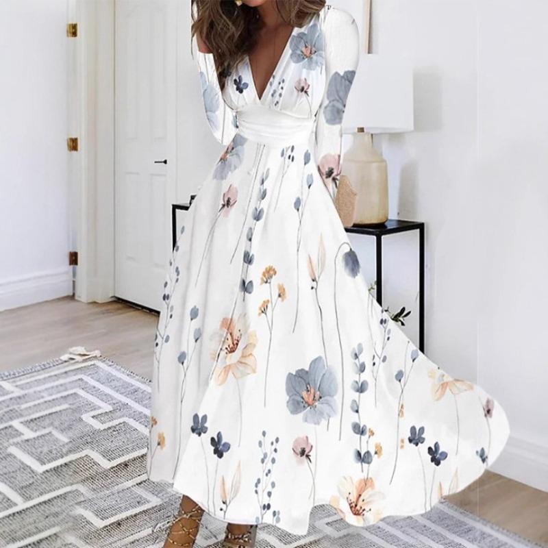 Autumn Collar Long Sleeve Printed Women's Dress Women's Clothing