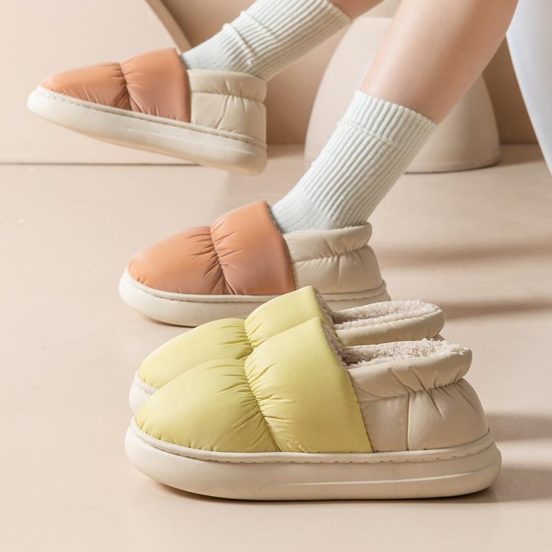 Down cloth warm cotton shoes winter thickened velvet indoor cotton slippers couple bag and home shoes