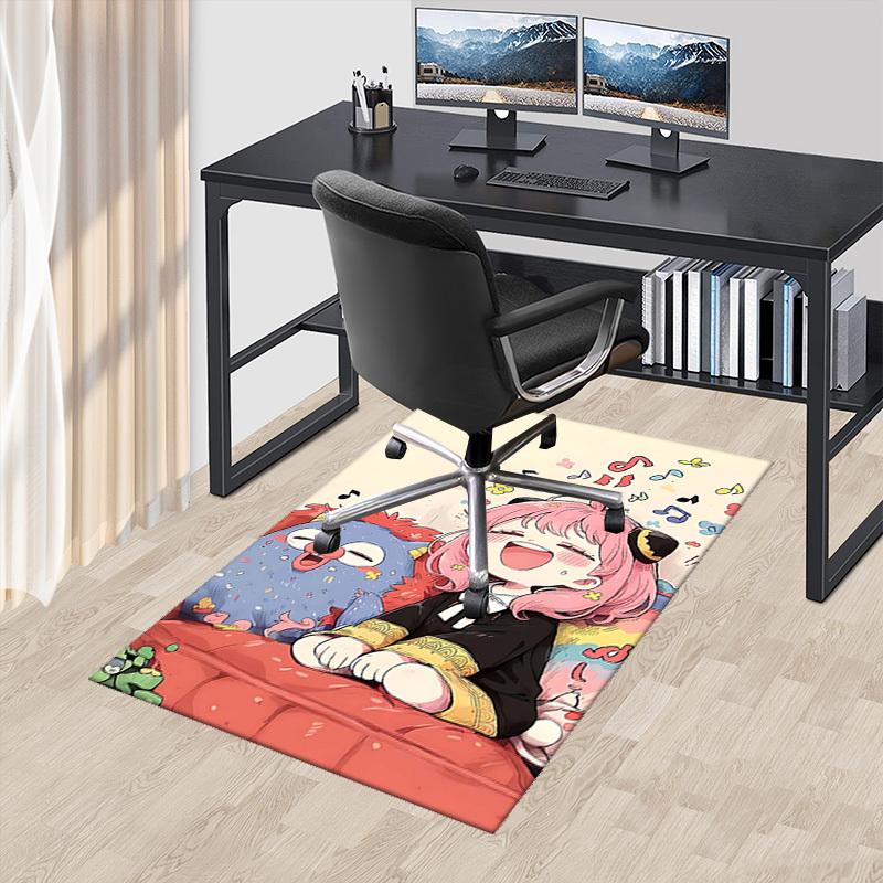 

1pc Anime Cartoon Design Office Chair Mat - Cute Pink-haired Girl with Music Notes and Flowers, Suitable for Home Decor, Living Room, Bedroom, Game Ro 60cm by 90cm