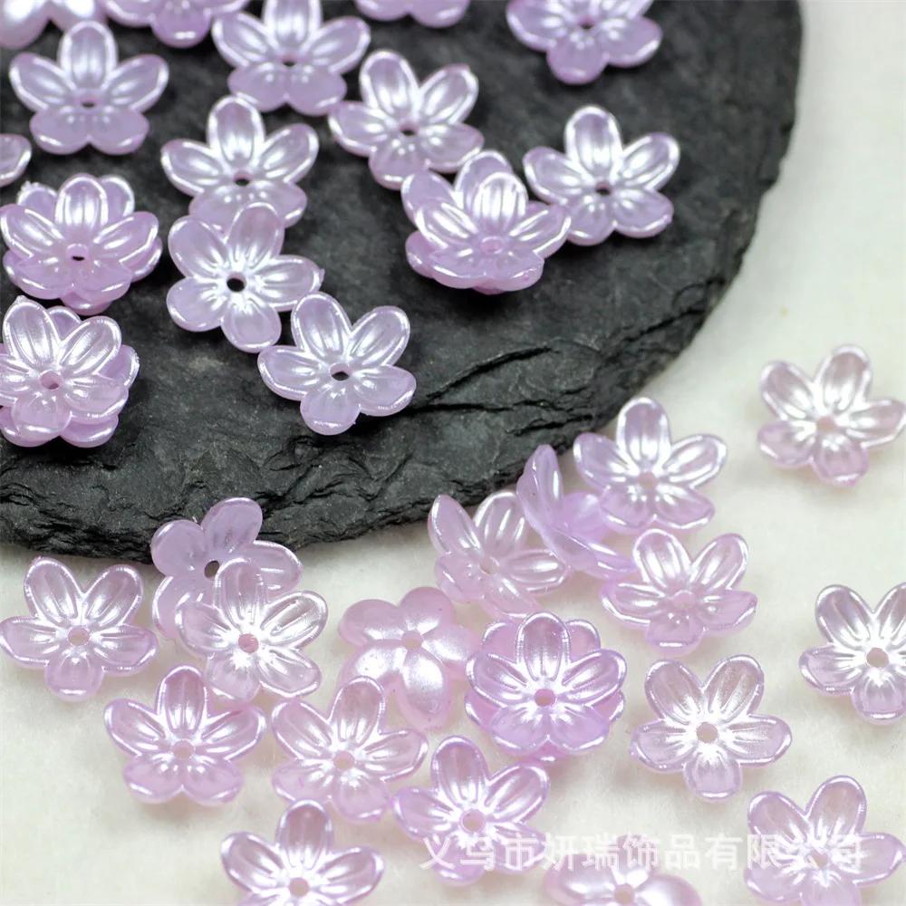 ZW18 100PCS 12mm Plating Petal Flower Beads Acrylic Frosted Handmade Minimalist Flower Bowknot Beads DIY Bracelet DIY Wholesale