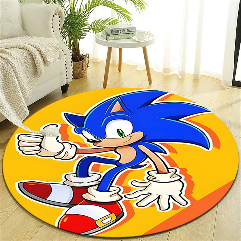 1pc Sonic2 Design Printed Area Round Carpet for Bedroom Living Room Home Decor Rugs Mat Non Slip Mat Rug for Bedside