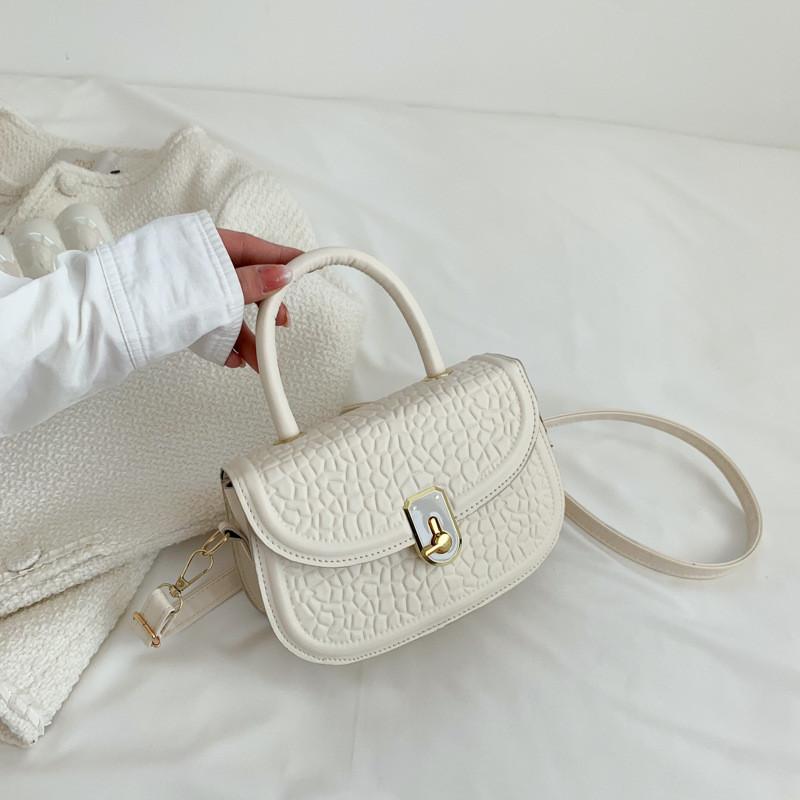 Sleek Minimalist Pu Mini Handbag 2023 Trendy Urban Style Saddle Purse White