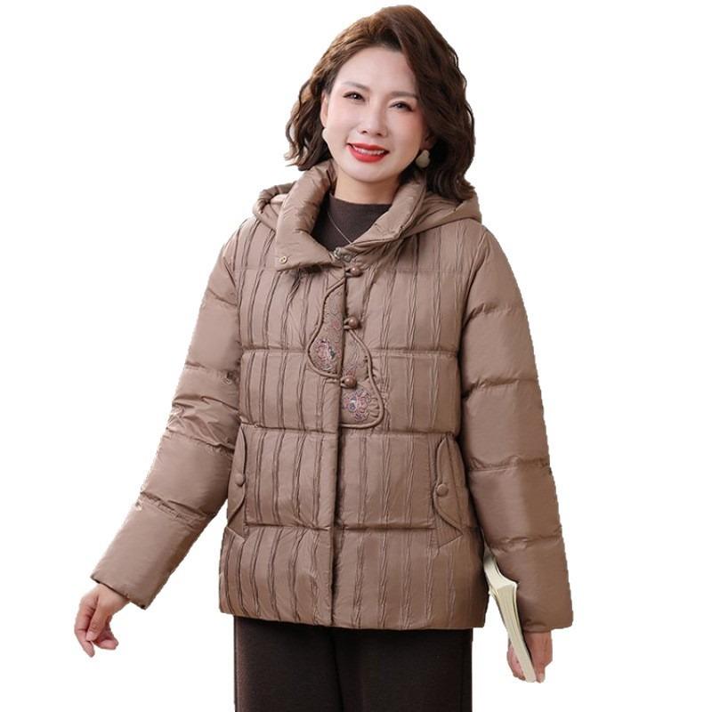 Mother Down Cotton-padded Jacket Winter Middle-aged Woman Autumn and Winter Embroidered Jacket the Elderly Grandmother Cotton-padded Jacket