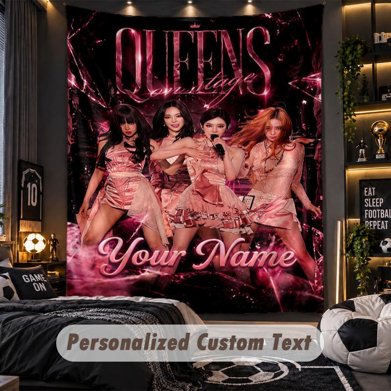 Personalized Wall Tapestry,aespa Custom Printed Name, Fabric Wall Art For Indoor Room Backdrop