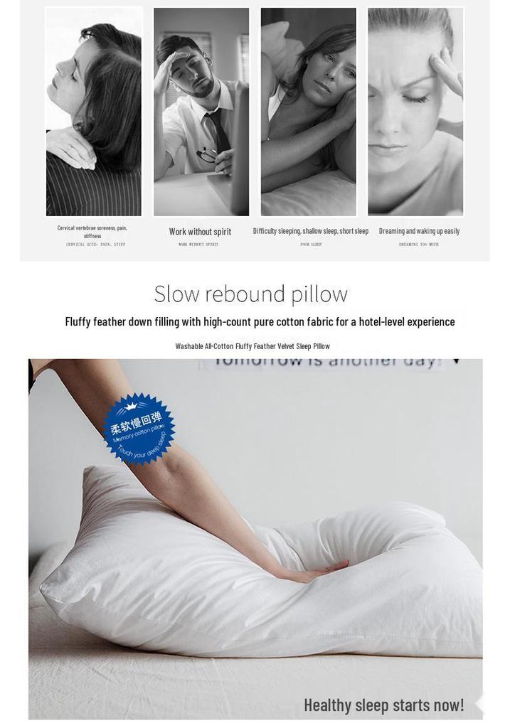 Luxury Hotel Soft Cotton Pillow Set - Neck Support (2 Pack)