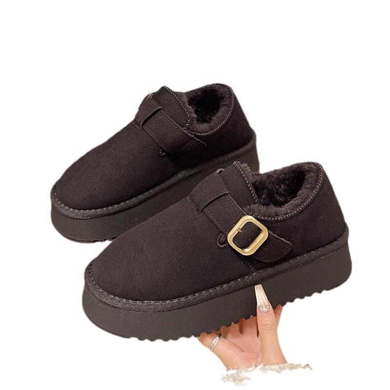 Retro velvet warm thick-soled non-slip snow boots 2024 autumn new fashion outer wear lazy one-pedal single shoes