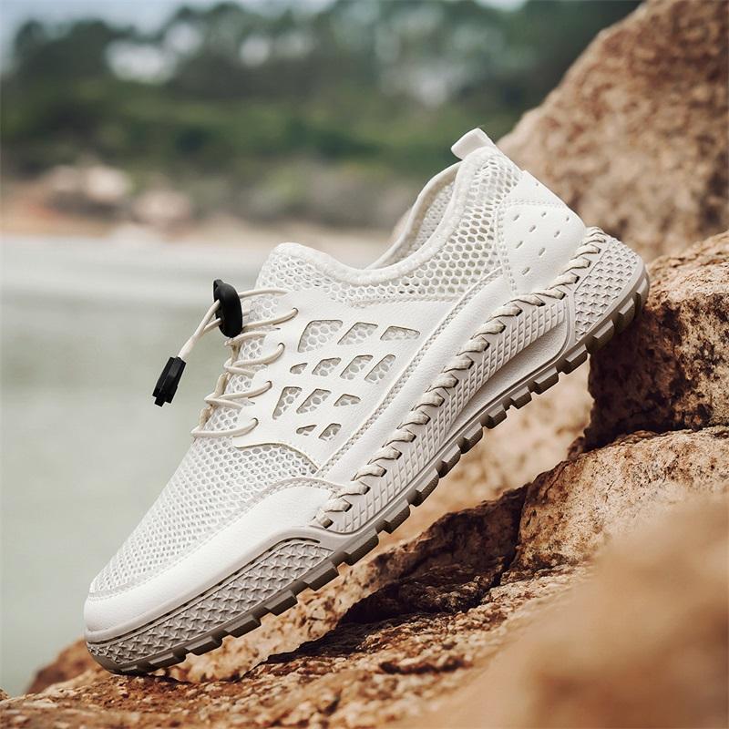 Fashion 2025 Spring Autumn Men's Outdoor Shoes Mesh Surface Hollow Breathable Travel Sports Shoes Lightweight Casual Shoes Mesh Flats