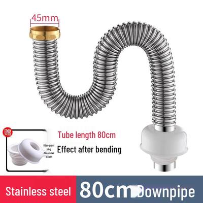 Stainless Steel Kitchen Sink Drain Pipe (80cm, 2-Pack)