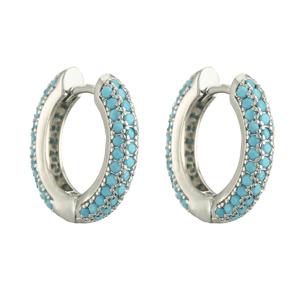 18K Gold Plated Brass Huggie Earrings with CZ Zircon Thin Ear Hoops Earring for Women Round Colorful Earring Piercing