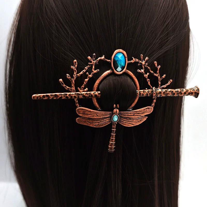 1PC Retro Dragonfly Hairpin Wind Hair Stick Women's Fashion Antique Color Hair Accessories Dress Up Headwear