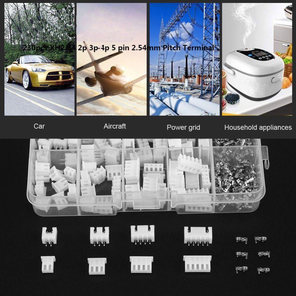 230pcs Housing/Pin Header XH2.54mm Adaptor Wire Connectors JST Connector Pitch Terminal Kit