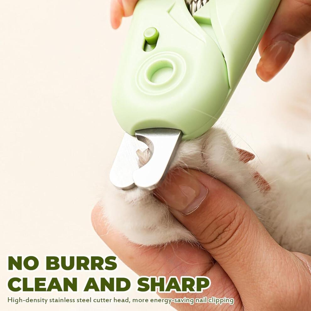 Nail Clippers with LED Light for Dogs and Cats, 2 In 1 Claw Cutter with Nail File, Splash Resistant for Rabbits